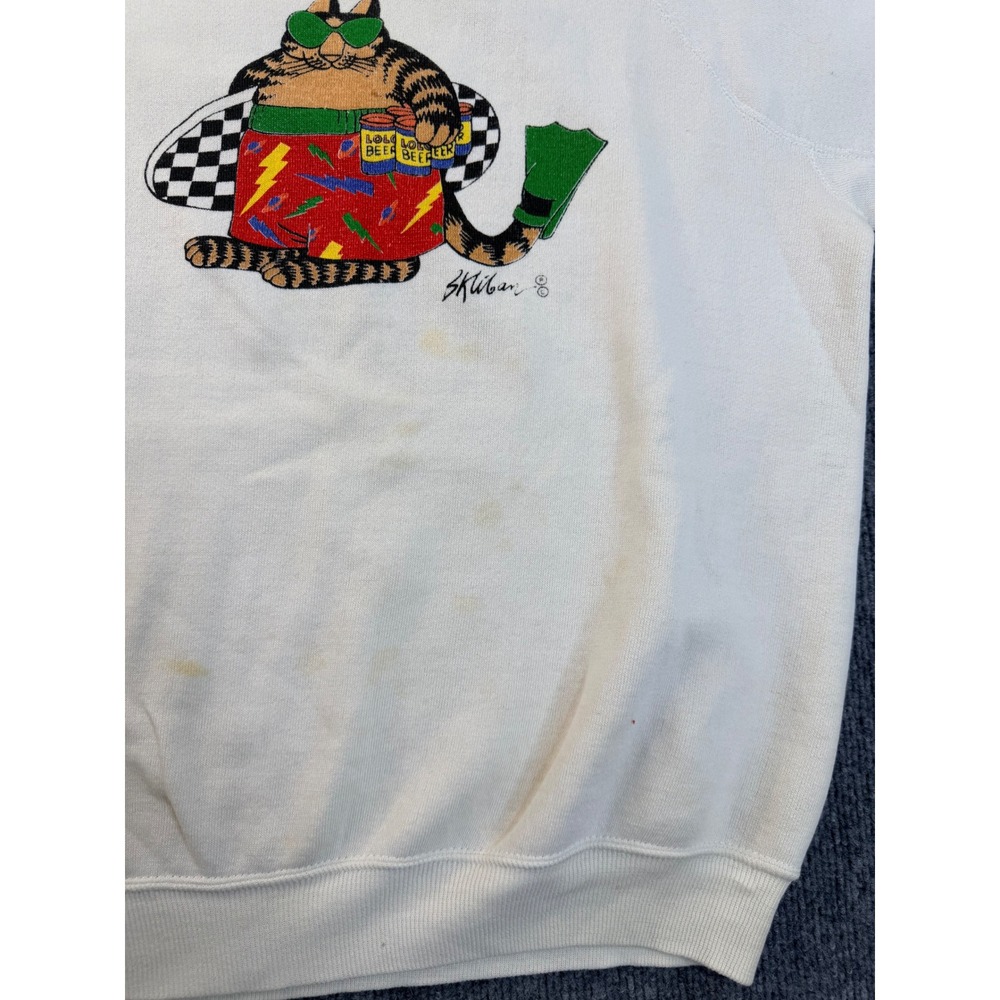 Vintage Crazy Shirts Hawaii B Kliban Cat Sweatshirt Large White Graphic Crewneck - Picture 5 of 9
